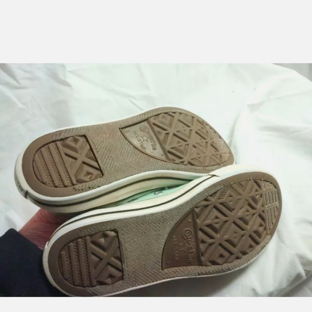 Converse All Star Low Top Pastel Green Sneakers Shoes 2 Kids Skate Streetwear - Picture 5 of 8